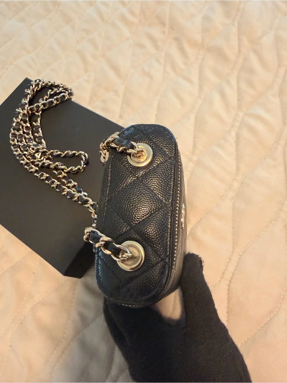 CHANEL Vertical Vanity in Black Caviar Leather with Gold Hardware